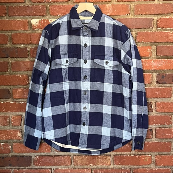 Bonobos men's blue‎ buffalo check Sherpa shacket long sleeve size medium NWT